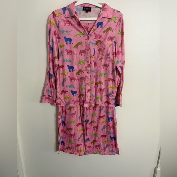 SSYS Colorful CHEETAH Animal Print PINK Pajama Set SIZE SMALL - Picture 2 of 8